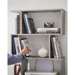 Reol - bogreol i industrielt design - gr� beige 190 x 24 x 70