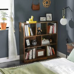 Reol - rumdeler - fritstende bogreol - rustik brun 100 x 97,5