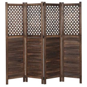 Foldesk�rm - brun sk�rmv�g/skillev�g med ornamenter 170 x 160 cm