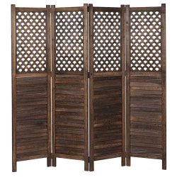 Foldesk�rm - brun sk�rmv�g/skillev�g med ornamenter 170 x 160 cm