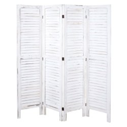 Rumdeler i antik vintage hvid tr� - skillev�g/foldesk�rm 170 x 160 cm