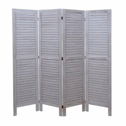 Rumdeler i antik vintage gr� tr� - skillev�g/foldesk�rm 170 x 160 cm