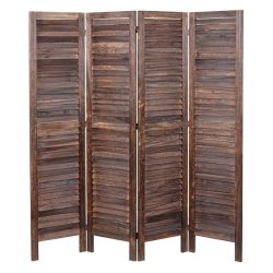 Rumdeler i antik vintage brun tr� - skillev�g/foldesk�rm 170 x 160 cm