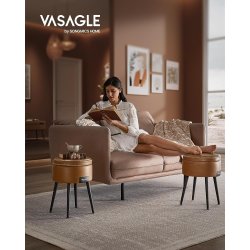 Puf med opbevaring - rund skammel - fodskammel - brun sde 32