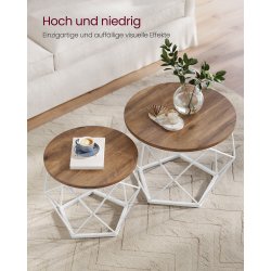 Sofabordsst - 2 sideborde - runde sofaborde - rustik brun