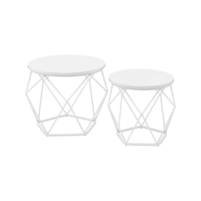Sofabordsst - 2 sideborde - runde sofaborde - hvid