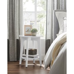 Hj�rnebord - rundt sidebord - sengebord - hvid �40 x H50