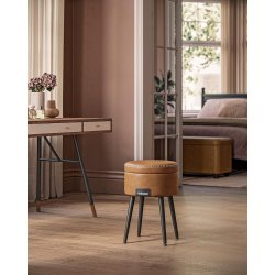 Sidebord med opbevaring - rundt sengebord - brun sde 32