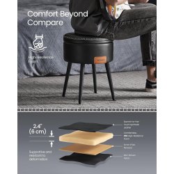 Sidebord med opbevaring - rundt sengebord - sort sde 32