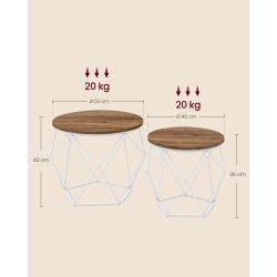 Sofabordsst - 2 sideborde - runde sofaborde - rustik brun