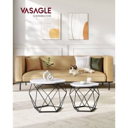 Sofabordsst - 2 sideborde - runde sofaborde - hvid