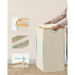 Vasket�jskurv med 3 rum - 3 vasket�jsposer - 150 liter - creme hvid