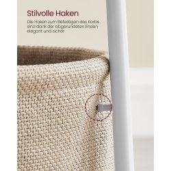 Sidebord - rundt hjrnebord med stofkurv - hvid 45 x H50 cm