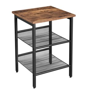 Sidebord - kvadratisk i industrielt design - rustik brun 40x40x55