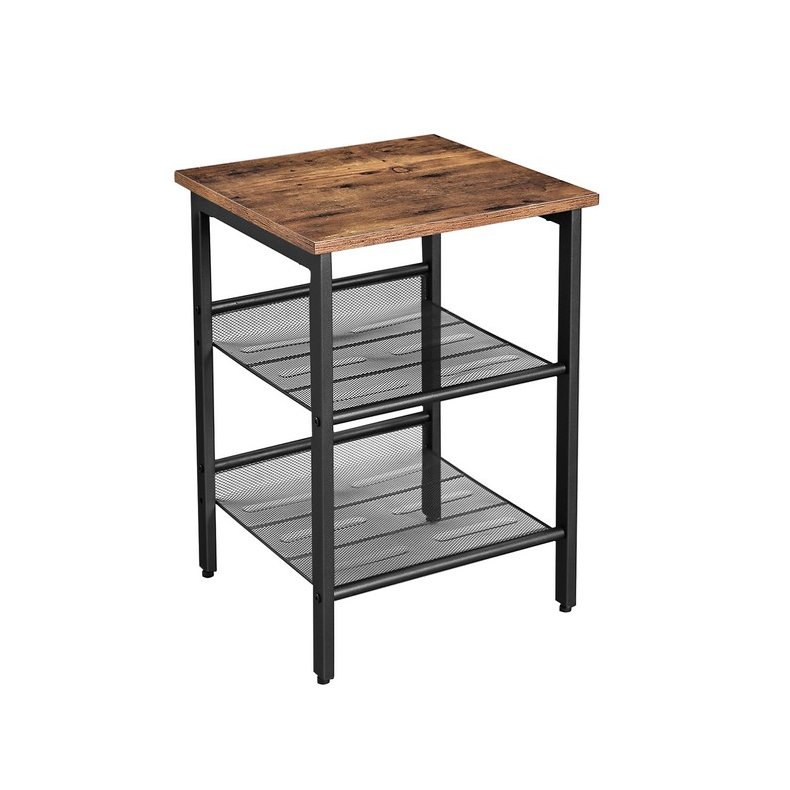 Sidebord - kvadratisk i industrielt design - rustik brun 40x40x55