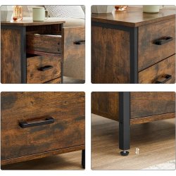 Sengebord - natbord i industrielt design - rustik brun 40x40x60