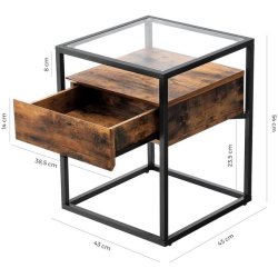 Sidebord - natbord i industrielt design - rustik brun 43x43x54