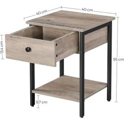 Sidebord - natbord i industrielt design - gr beige (greige) 40x40x55