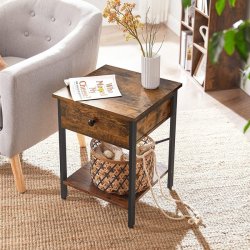 Sidebord - natbord i industrielt design - rustik brun 40x40x55