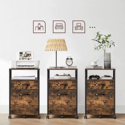 Sidebord - sengebord i industrielt design - rustik brun 42x44x69