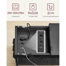 Sengebord - natbord med strmstik - sort sidebord