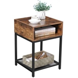 Natbord - sengebord i industrielt design - brun 40 x 40 x 58