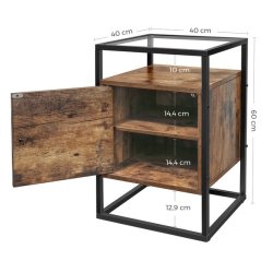Natbord - sengebord i industrielt design - brun 40 x 40 x 60