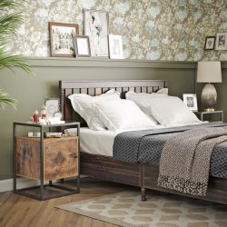 Natbord - sengebord i industrielt design - brun 40 x 40 x 60