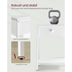 Sengebord - sidebord med skuffe - hj�rnebord - hvid 40x40x55