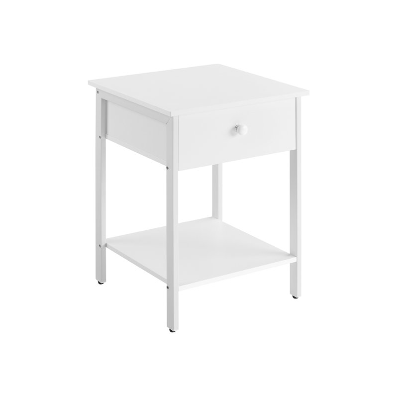 Sengebord - sidebord med skuffe - hj�rnebord - hvid 40x40x55