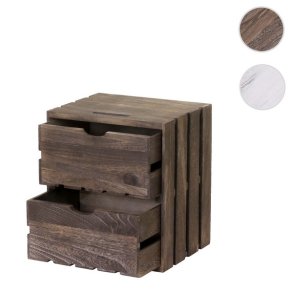 Kommode - brunt sengebord i antik look med 2 skuffer - 36 x 32 x 26 cm