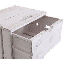Kommode - hvidt sengebord i antik look med 3 skuffer - 53 x 32 x 26 cm