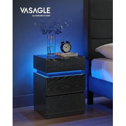 Sengebord med LED-lys - sidebord - hjrnebord - sort 35x40x55