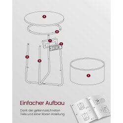 Sidebord - rundt hjrnebord med strmstik - gr 45 x H50 cm