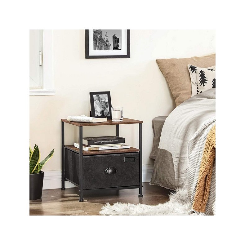 Sengebord - sidebord i industrielt design - rustik brun 41x41x47