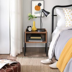 Sengebord - natbord i industrielt design - rustik brun 42x35x52