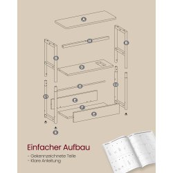 Sidebord med strmstik - smal slank sengebord - creme hvid