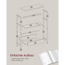 Sidebord med strmstik - smal slank sengebord - gr beige