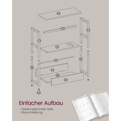 Sidebord med strmstik - smal slank sengebord - sort