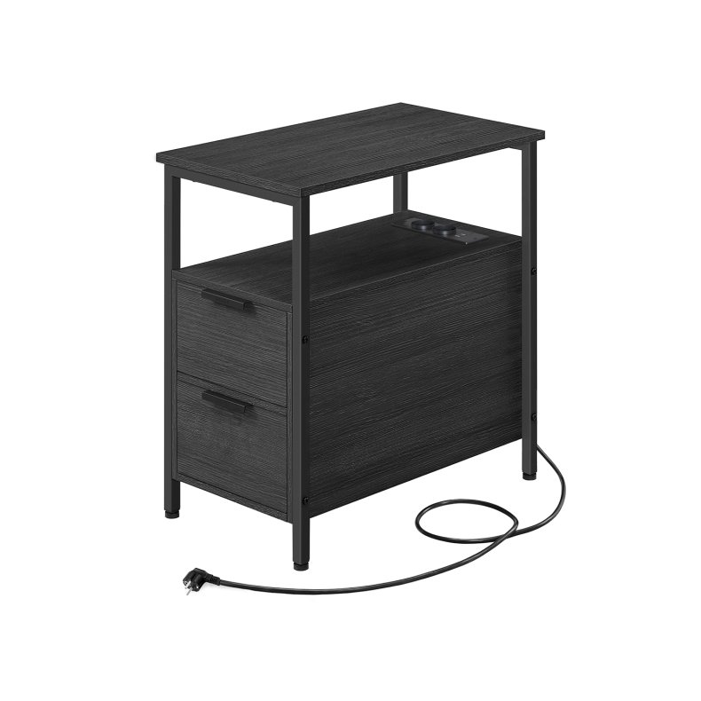 Sengebord med strmstik - natbord - sort sidebord