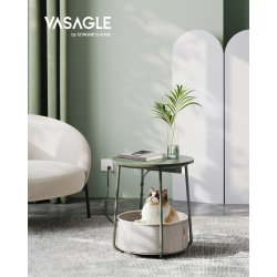 Sidebord - rundt hj�rnebord med str�mstik - gr�n �45 x H50 cm