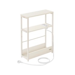 Sidebord med strmstik - smal slank sengebord - creme hvid