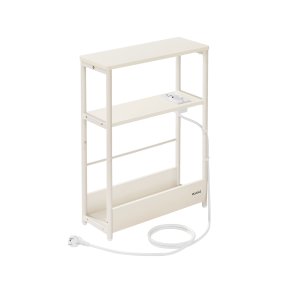 Sidebord med strmstik - smal slank sengebord - creme hvid