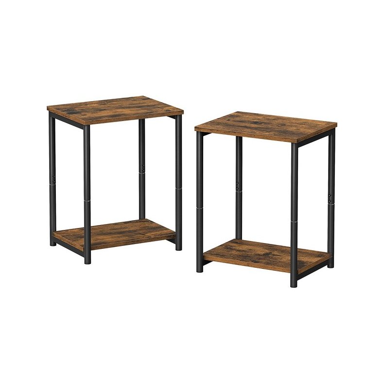 Sidebord - 2 sengeborde i industrielt design - rustik brun