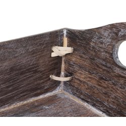 Bakker i tr - st med 3 serveringsbakker - brune trbakker - antik rustik