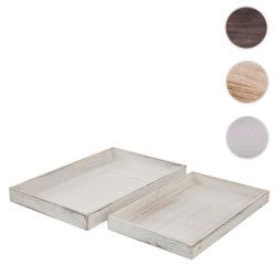 Bakker i tr - st med 2 trbakker - serveringsbakker i antik rustik hvid