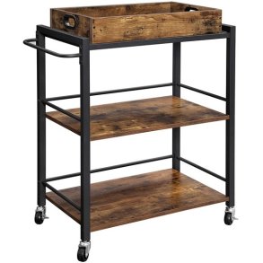 Serveringsvogn med aftagelig bakke - barvogn - rustik brun
