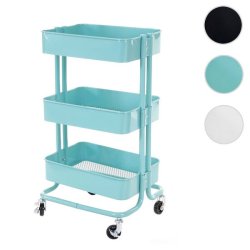 Barvogn p hjul - serveringsvogn og rullebord med 3 hylder - mint