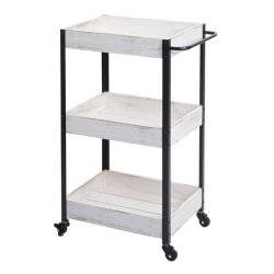 Serveringsvogn p hjul - barvogn og rullebord med hndtag - hvid