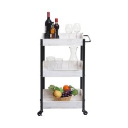 Serveringsvogn p hjul - barvogn og rullebord med hndtag - hvid